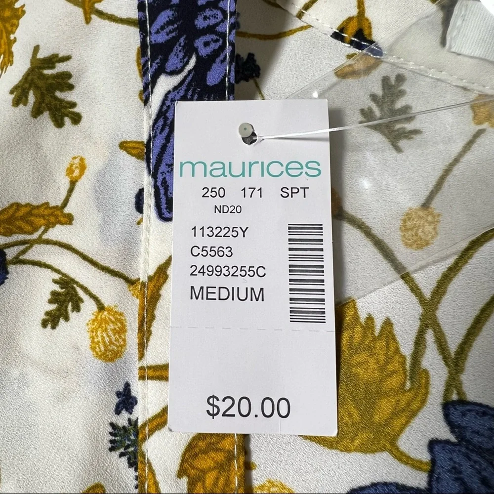 NWT Maurices Blue and Gold Floral Tank Top Blouse - Picture 11 of 11